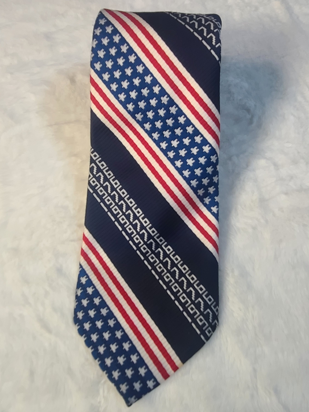 Striped Patriotic Men's Tie in Blue, Red & White